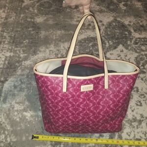 Coach Pink on Pink with Tan Trim/Straps Large Tote